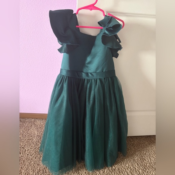 Azazie Kaeya Flower Girl Dress In Pine Green Size 8 - Picture 3 of 6